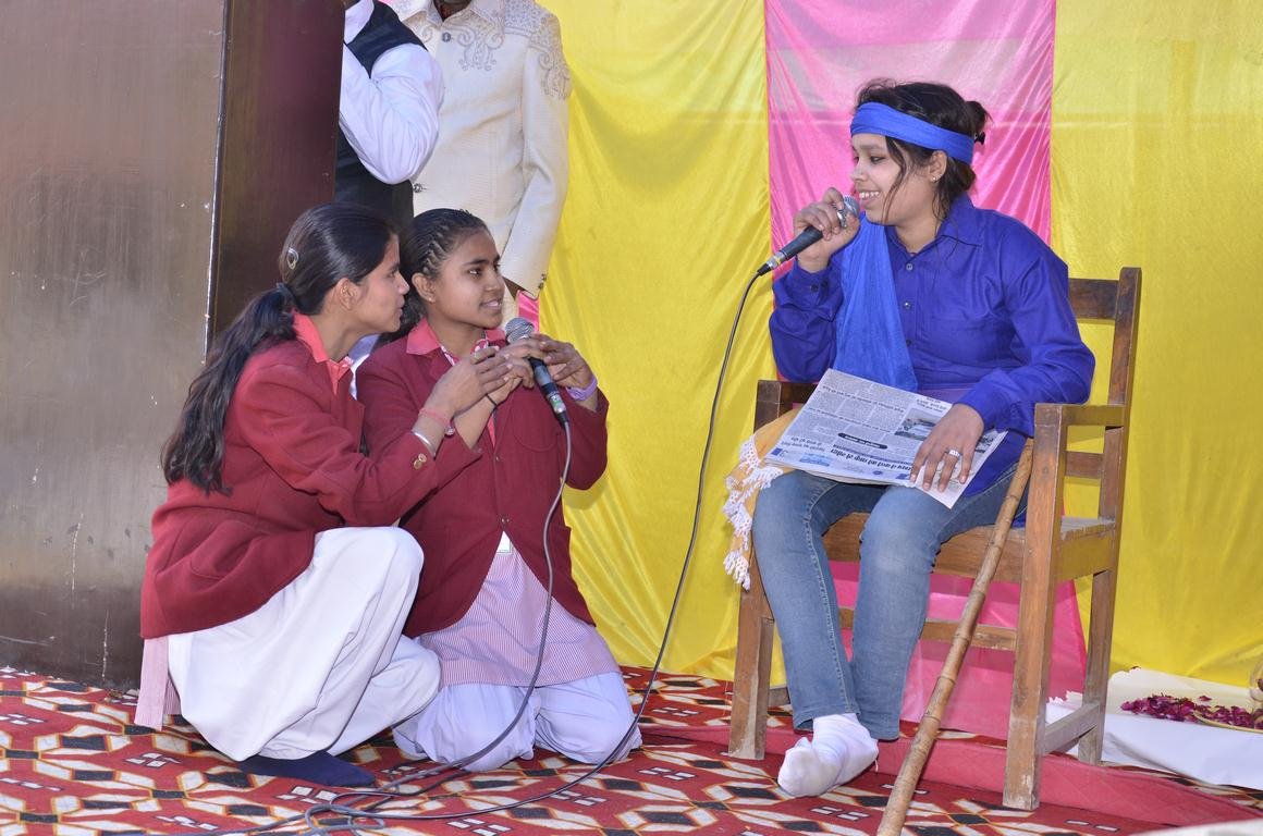 Students performing a skit on stage