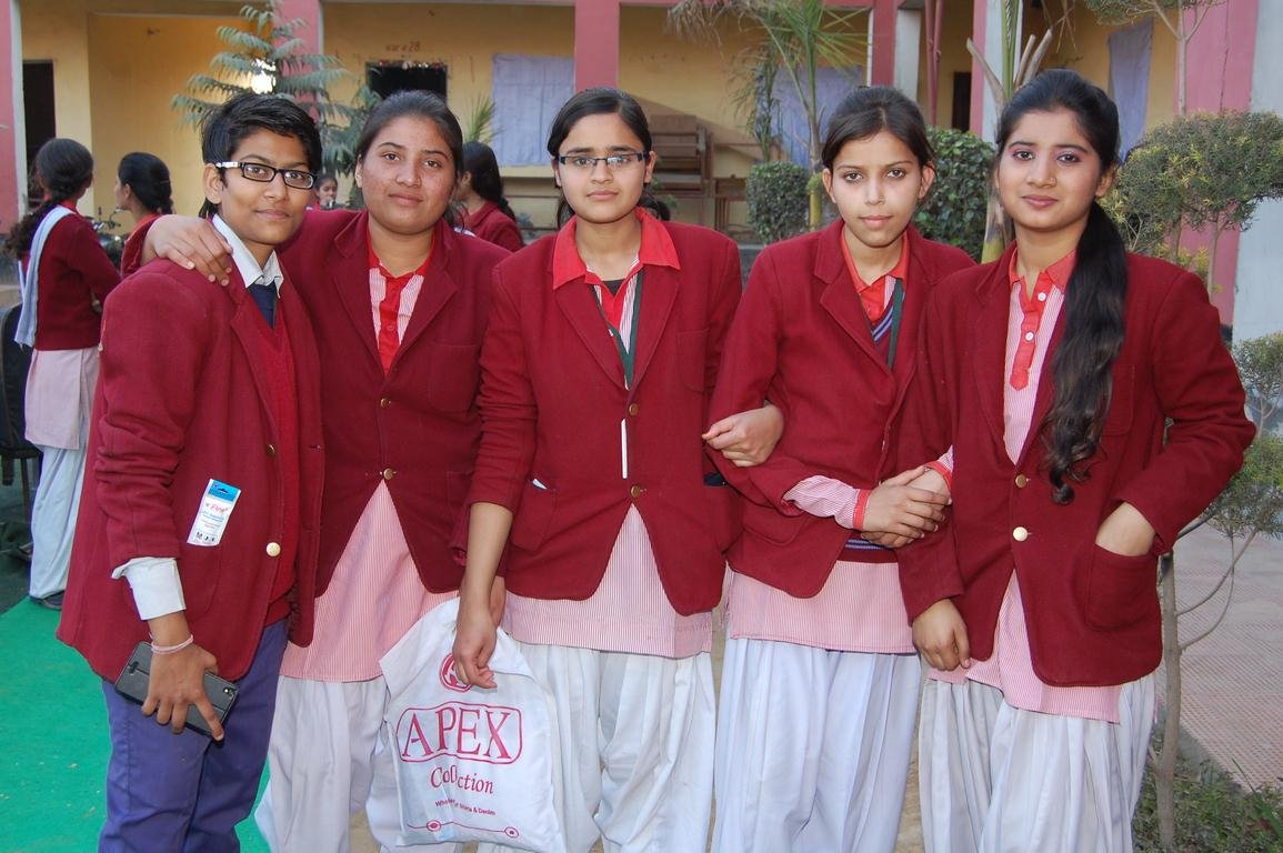 Students on campus in school uniform